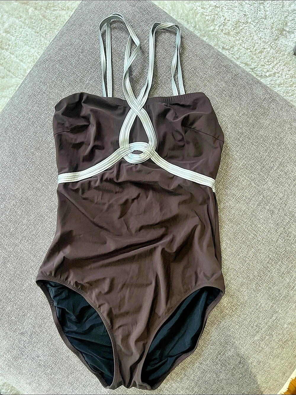 Gottex One-Piece Swimsuit in Brown & White Size 12 Like New